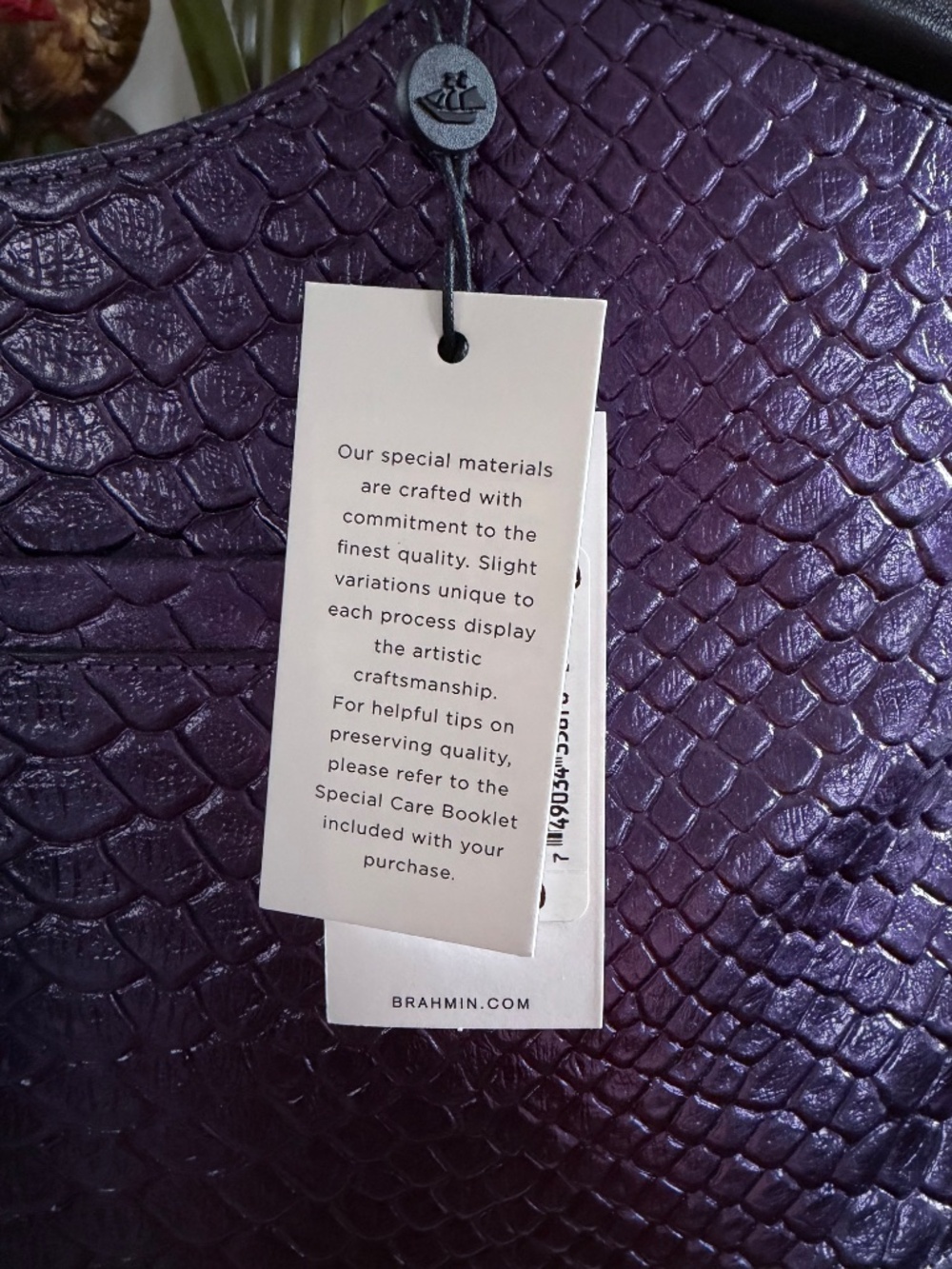 💜🤩 NWT Brahmin Ultraviolet Altair Elaine Handbag Purple Black Snake Studs 🤩💜 - Picture 5 of 16